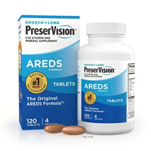 preservision areds eye vitamin & mineral supplement, contains vitamin c, a, e, zinc & copper, 120 tablets (pack of 2) (packaging may vary)