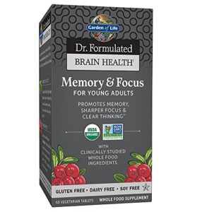 garden of life dr. formulated organic brain health memory & focus for teens and young adults 60 tablets