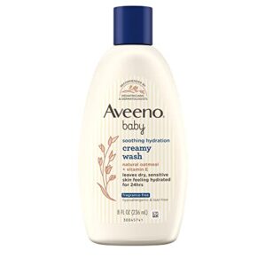 aveeno baby soothing hydration creamy body wash with natural oatmeal for dry & sensitive skin, hypoallergenic, fragrance, paraben & tear free formula, 8 fl oz