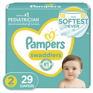 diapers size 2, 29 count – pampers swaddlers disposable baby diapers, jumbo pack (packaging may vary)