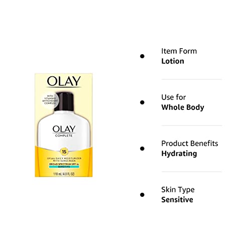 Olay Complete All Day Moisturizer SPF 15, Sensitive 4 oz (Pack of 3)