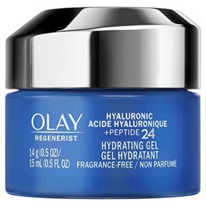 olay new regenerist hyaluronic + peptide 24 gel face moisturizer, fragrance-free, trial size.5 oz
