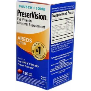 Bausch & Lomb PreserVision Eye Vitamin and Mineral Supplement, Lutein, 120 Soft Gel Formula (Pack of 1)