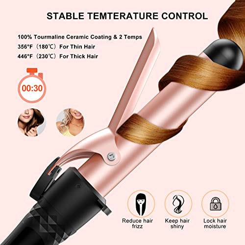 Curling Iron Set 5 in 1,MAXT Curling Wand Set Interchangeable Triple Barrel Curling Iron and Curling Brush Ceramic Barrel Wand Curling Iron(0.35”-1.25”) (Pink)