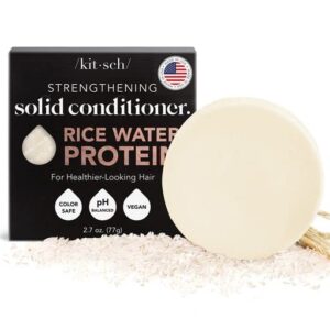 kitsch strengthening hair conditioner bar with rice water protein | made in us | eco-friendly cleansing and moisturizing conditioner bar | paraben free | sulfate free conditioner | 2.82 oz