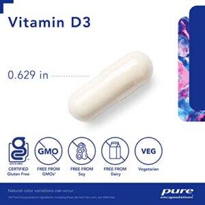 Pure Encapsulations Vitamin D3 125 mcg (5,000 IU) | Supplement to Support Bone, Joint, Breast, Heart, Colon and Immune Health* | 120 Capsules