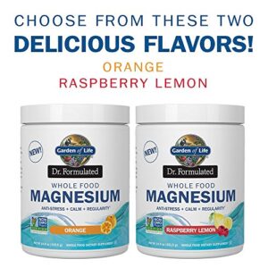 Garden of Life Dr. Formulated Whole Food Magnesium 421.5g Powder, Raspberry Lemon, Chelated Non-GMO Vegan Kosher Gluten & Sugar Free Supplement with Probiotics, Best for Anti-Stress Calm & Regularity