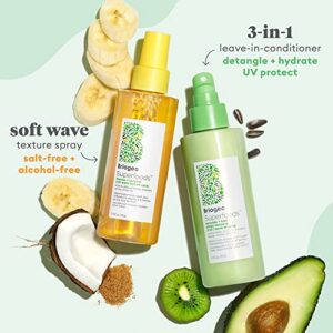 Briogeo Superfoods Avocado and Kiwi Mega Moisture 3-in-1 Leave In Conditioner | Hydrate, Detangle, and UV Protection | Vegan, Phalate & Paraben-Free | 5.75 Ounces