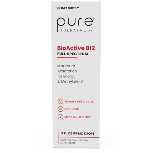 BioActive Vegan Vitamin B12 Sublingual Liquid Supplement (4 Drops a Day for a 90-Day Supply) - B12 Liquid Vitamin Drops with Hydroxocobalamin, Adenosylcobalamin & Methylcobalamin 1,000 mcg per Drop