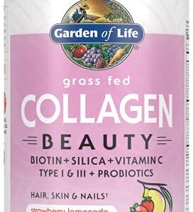 Garden of Life Grass Fed Collagen Beauty - Strawberry Lemonade, 20 Servings - Collagen Powder for Women Men Hair Skin Nails, Collagen Peptides Powder, Collagen Protein Hydrolyzed Collagen Supplements