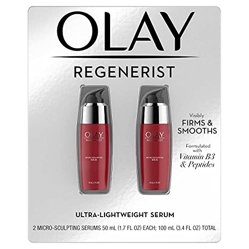 Olay Regenerist Micro-Sculpting Serum, Ultra-Lightweight, Advanced Anti-Aging Moisturize, 2-Pack, 50 Milliliter (1.7 FL OZ) Each; 100 Milliliter (3.4 FL OZ) Total