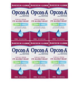 bausch and lomb opcon-a eye allergy relief drops, travel size 0.5 fl oz (15 ml) – pack of 6