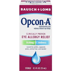 Bausch and Lomb Opcon-A Eye Allergy Relief Drops, Travel Size 0.5 FL OZ (15 ml) - Pack of 6
