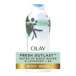 Olay Fresh Outlast Purifying Birch & Lavender Body Wash 22 Fl Oz (Pack of 4)