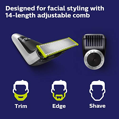 Philips Norelco, Oneblade QP652070 Pro Hybrid Electric Trimmer and Shaver, Black/Silver