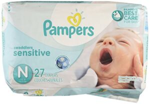pampers swaddlers sensitive size 0 newborn diaper, 27 count per pack – 4 per case.