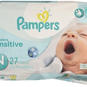 Pampers Swaddlers Sensitive Size 0 Newborn Diaper, 27 count per pack - 4 per case.