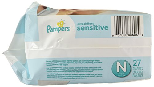 Pampers Swaddlers Sensitive Size 0 Newborn Diaper, 27 count per pack - 4 per case.