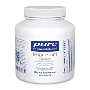 pure encapsulations magnesium (citrate) | supplement for sleep, heart health, muscles, and metabolism* | 180 capsules
