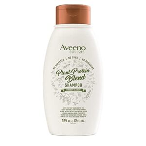 aveeno strength & length plant protein blend shampoo, vegan formula for strong healthy-looking hair, white, 12 fl oz