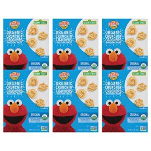 earth’s best organic kids snacks, sesame street toddler snacks, organic crunchin’ crackers, wholesome snacks for toddlers 2 years and older, original, 5.3 oz box (pack of 6)