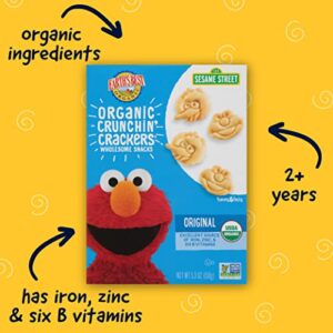 Earth's Best Organic Kids Snacks, Sesame Street Toddler Snacks, Organic Crunchin' Crackers, Wholesome Snacks for Toddlers 2 Years and Older, Original, 5.3 oz Box (Pack of 6)