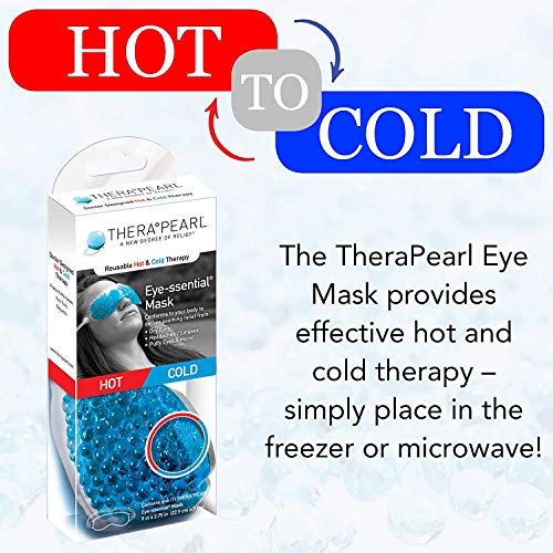 Eye Mask by TheraPearl, Ice Pack, Flexible Gel Beads for Hot Cold Therapy, for Puffy, Swollen Eyes & Relaxation, Non Toxic & Reusable