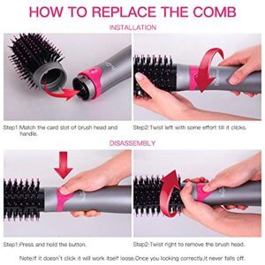 Brightup Hair Dryer Brush & Volumizer with Negative Ionic Technology, Detachable & Interchangeable Brush Head, Hot Air Brush for Curling, Straightening & Styling, Heat Protective Glove Included