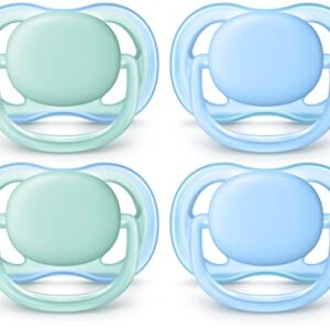 Philips AVENT Ultra Air Pacifier, 0-6 Months, Blue/Green, 4 Pack, SCF244/40