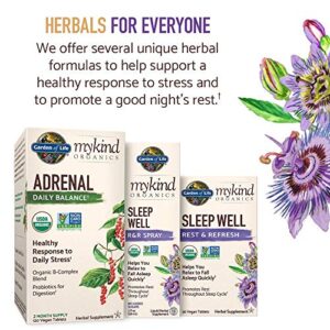 Garden of Life mykind Organics Sleep Well Rest & Refresh 30 Tablets, Lemon Balm, Green Tea Extract L-Theanine, Valerian Root, Chamomile, Probiotics-Organic Non-GMO Vegan Gluten Free Herbal Supplement