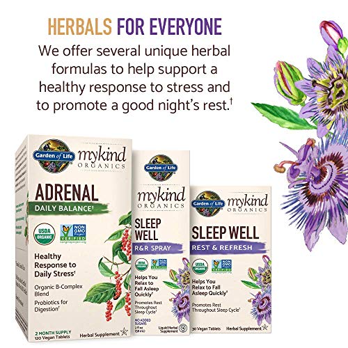 Garden of Life mykind Organics Sleep Well Rest & Refresh 30 Tablets, Lemon Balm, Green Tea Extract L-Theanine, Valerian Root, Chamomile, Probiotics-Organic Non-GMO Vegan Gluten Free Herbal Supplement