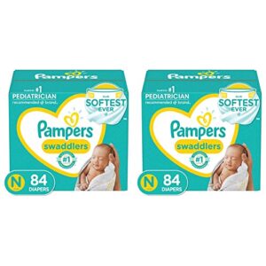 pampers swaddlers newborn diaper size 0 84 count (pack of 2)