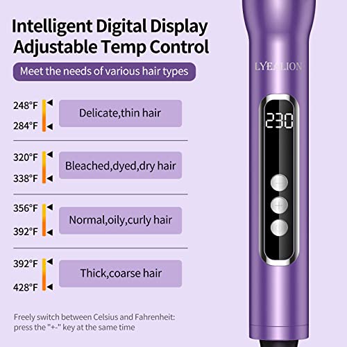 Beach Wave Hair Curling Iron Wand, Lyealion 6 in 1 Curling Iron Set with 2 * 3 Barrel Hair Crimper, Curling Brush and 3 Interchangeable Ceramic Curling Wand for Women