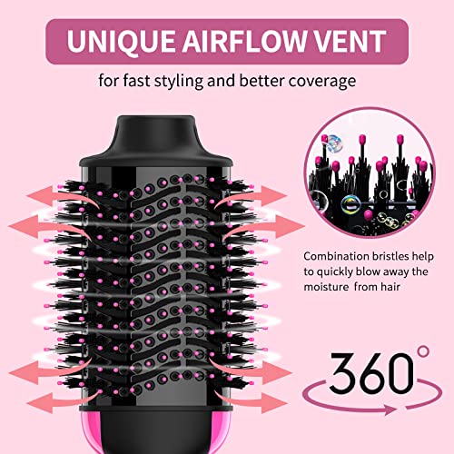 Hair Dryer Brush Blow Dryer Brush in One Upgraded 4 in 1 Hair Dryer and Styler Volumizer with Negative Ion Anti-frizz Ceramic Titanium Barrel Hot Air Brush Hair Straightener Brush 75MM Oval Shape