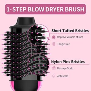 Hair Dryer Brush Blow Dryer Brush in One Upgraded 4 in 1 Hair Dryer and Styler Volumizer with Negative Ion Anti-frizz Ceramic Titanium Barrel Hot Air Brush Hair Straightener Brush 75MM Oval Shape