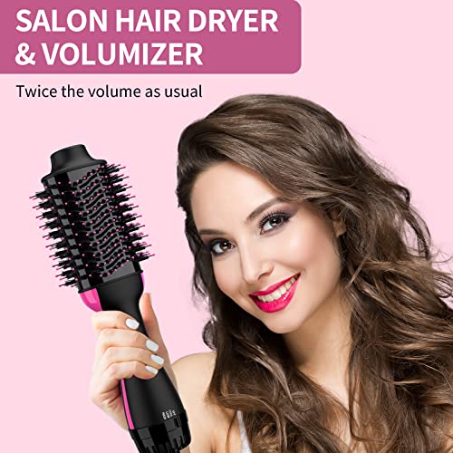 Hair Dryer Brush Blow Dryer Brush in One Upgraded 4 in 1 Hair Dryer and Styler Volumizer with Negative Ion Anti-frizz Ceramic Titanium Barrel Hot Air Brush Hair Straightener Brush 75MM Oval Shape