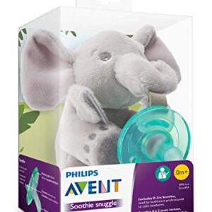 Philips AVENT Soothie Snuggle Pacifier Holder with Detachable Pacifier, 0m+, Elephant, SCF347/03