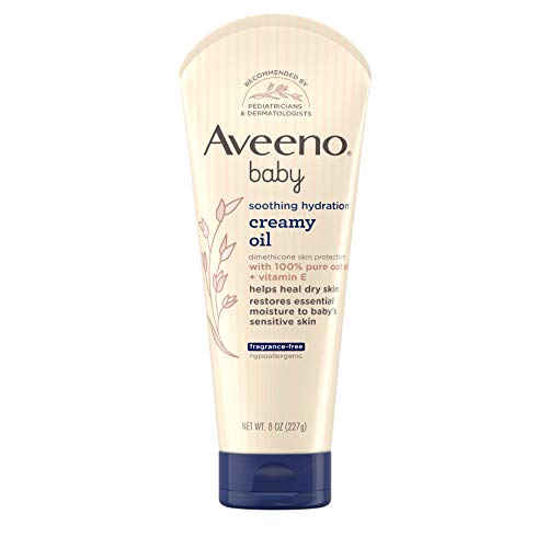 Aveeno Baby Soothing Hydration Creamy Oil for Dry and Sensitive Skin, Fragrance- and Steroid-Free, 8 Fl Oz