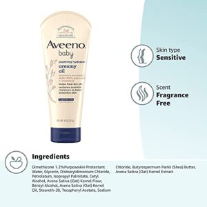 Aveeno Baby Soothing Hydration Creamy Oil for Dry and Sensitive Skin, Fragrance- and Steroid-Free, 8 Fl Oz