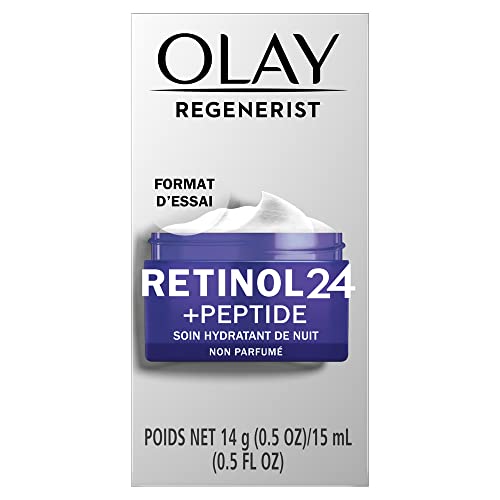 Olay New Regenerist Retinol 24 + Peptide Night Face Moisturizer, Fragrance-Free, Trial Size 0.5 oz