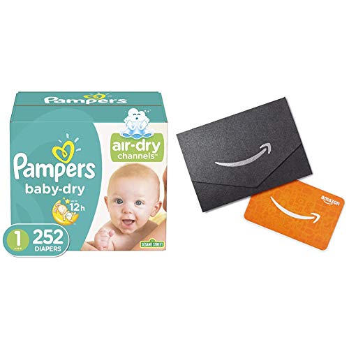 Diapers Newborn/Size 1 (8-14 lb), 252 Count - Pampers Baby Dry Disposable Baby Diapers, ONE Month Supply x2 and Amazon.com Gift Card in a Mini Envelope