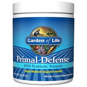 garden of life whole food primal defense hso probiotic dietary supplement for digestive and gut health, vegetarian powder, 2.85 oz