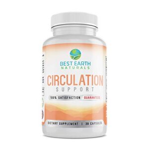 best earth naturals circulation support supplement with butchers broom, horse chestnut, vitamin b3, hawthorne, ginger root, sweet orange extract, and more – 30 count