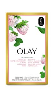 olay fresh outlast beauty bar, cooling white strawberry and mint, 6 soap bars