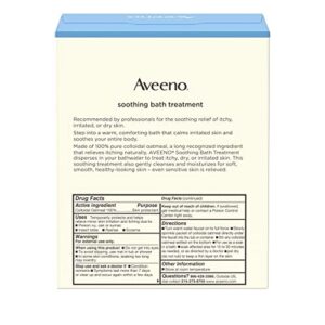 Aveeno Soothing Bath Treatment with 100% Natural Colloidal Oatmeal for Treatment & Relief of Dry, Itchy, Irritated Skin Due to Poison Ivy, Eczema, Sunburn, Rash, Insect Bites & Hives, 8 ct.