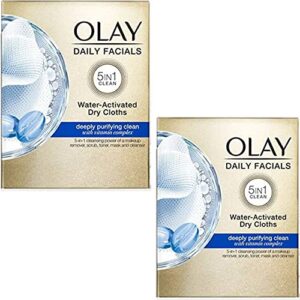 olay daily deeply clean 5-in-1 water activated cleansing face cloths 33ct (pack of 2)