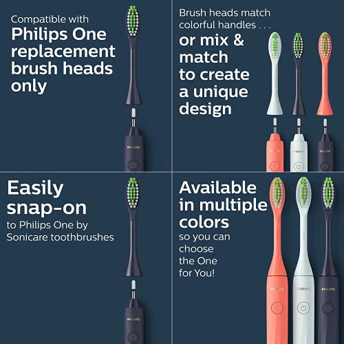 Philips Sonicare One Toothbrush, Electric Battery Powered Toothbrush with Sleek travel Case and 2pk Toothbrush Heads - MIdnight Blue, HY100-01