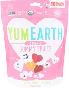 yumearth valentines gummy fruits, 10 snack packs (7 ounces each)