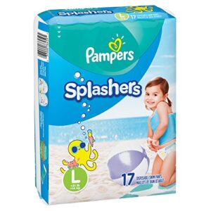 swim diapers size 5 (> 31 lb) – pampers splashers disposable swim pants, large, pack of 2 (twinpack), 17 count