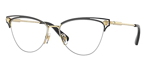 Versace VE 1280 1433 Gold/Black Metal Cat-Eye Eyeglasses 53mm